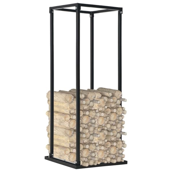 vidaXL brændestativ med bund 37 x 37 x 113 cm sort stål -  Brændekurve