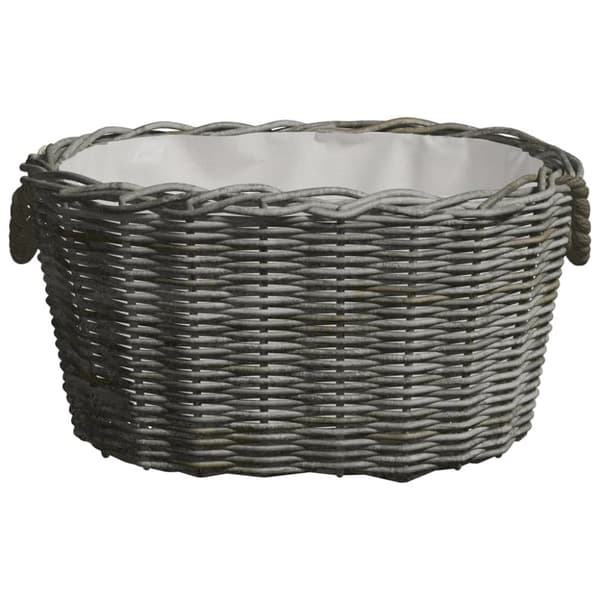 vidaXL Polttopuukori kantokahvoilla 60x40x28 cm harmaa paju -  Polttopuutelineet & -kärryt