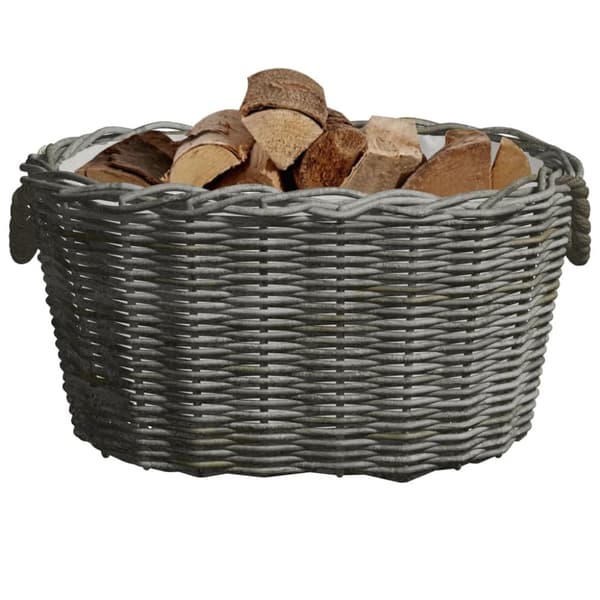 vidaXL Polttopuukori kantokahvoilla 60x40x28 cm harmaa paju -  Polttopuutelineet & -kärryt