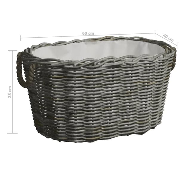 vidaXL Polttopuukori kantokahvoilla 60x40x28 cm harmaa paju -  Polttopuutelineet & -kärryt