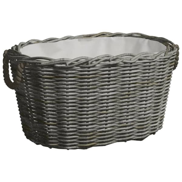 vidaXL Polttopuukori kantokahvoilla 60x40x28 cm harmaa paju -  Polttopuutelineet & -kärryt