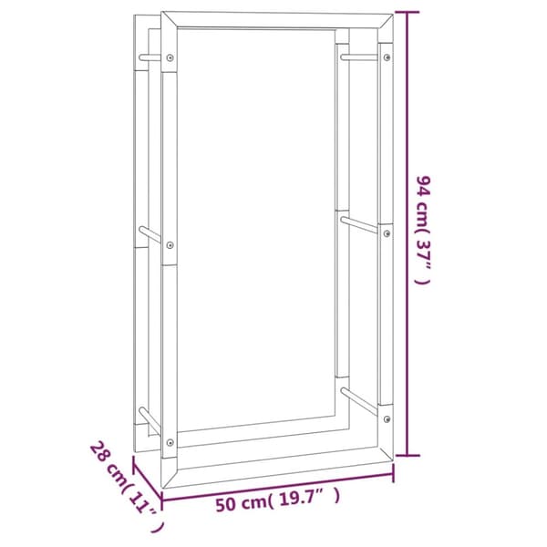 vidaXL brændestativ 50x28x94 cm stål matsort -  Brændekurve