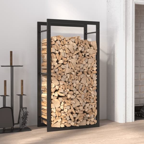 vidaXL brændestativ 50x28x94 cm stål matsort -  Brændekurve