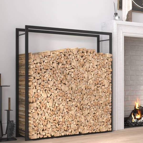 vidaXL brændestativ 110x28x116 cm stål matsort -  Brændekurve
