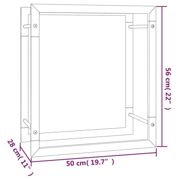 vidaXL brændestativ 50x28x56 cm stål matsort - Brændekurve
