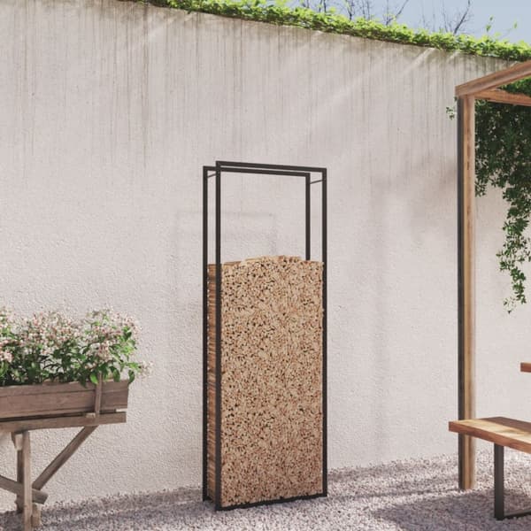 vidaXL Polttopuuteline mattamusta 80x28x222 cm teräs -  Polttopuutelineet & -kärryt