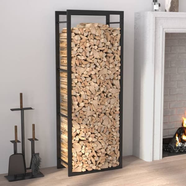 vidaXL brændestativ 50x28x132 cm stål matsort -  Brændekurve
