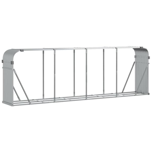 vidaXL Polttopuuteline hopea 300x45x100 cm galvanoitu teräs -  Polttopuutelineet & -kärryt