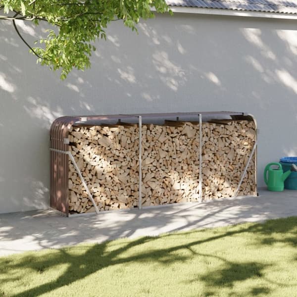 vidaXL brændestativ 234x45x100 cm galvaniseret stål brun -  Brændekurve