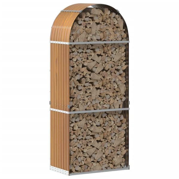 vidaXL Polttopuuteline vaaleanruskea 80x45x190 cm galvanoitu teräs -  Polttopuutelineet & -kärryt