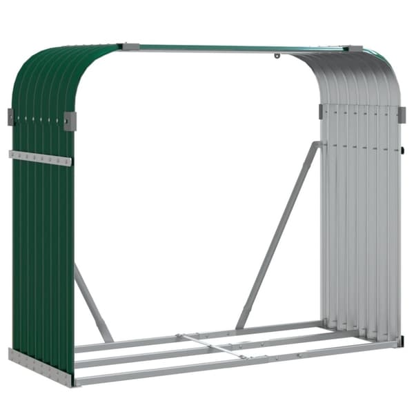 vidaXL Polttopuuteline vihreä 120x45x100 cm galvanoitu teräs -  Polttopuutelineet & -kärryt