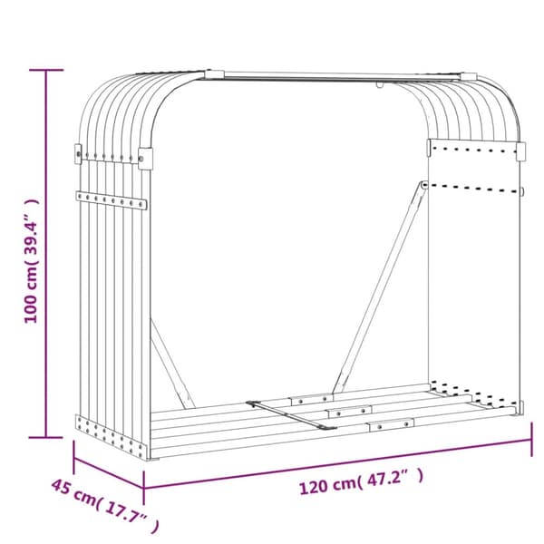 vidaXL Polttopuuteline vihreä 120x45x100 cm galvanoitu teräs -  Polttopuutelineet & -kärryt