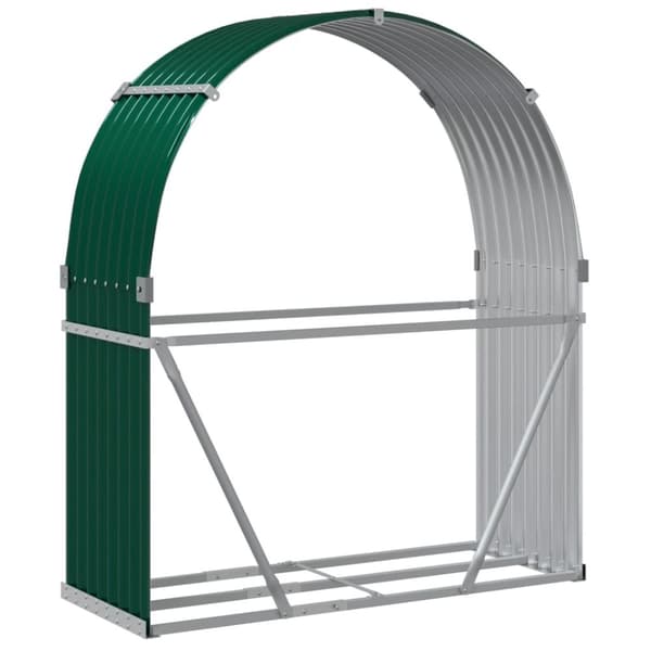 vidaXL brændestativ 120x45x140 cm galvaniseret stål grøn -  Brændekurve