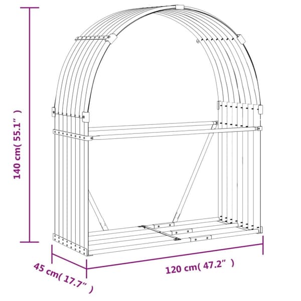 vidaXL brændestativ 120x45x140 cm galvaniseret stål grøn -  Brændekurve