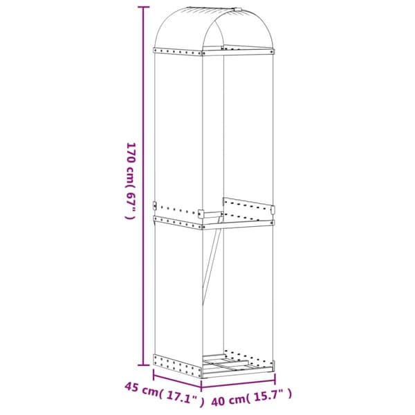 vidaXL brændestativ 40x45x170 cm galvaniseret stål lysegrå -  Brændekurve