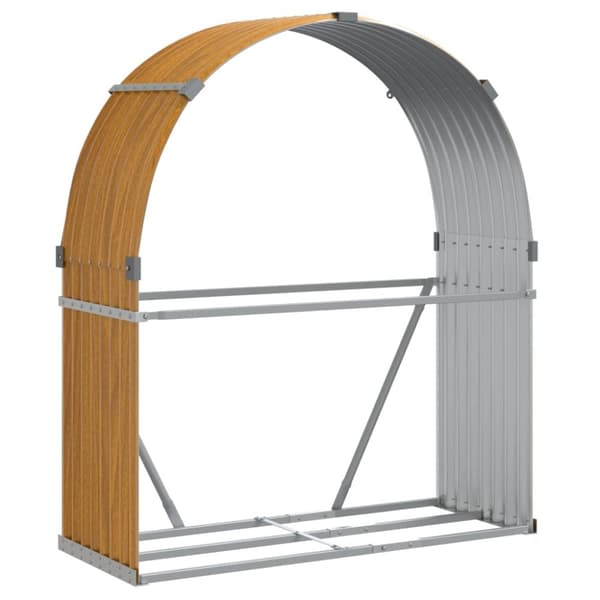 vidaXL Polttopuuteline vaaleanruskea 120x45x140 cm galvanoitu teräs -  Polttopuutelineet & -kärryt