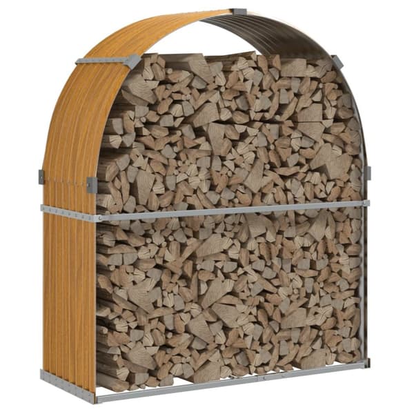 vidaXL Polttopuuteline vaaleanruskea 120x45x140 cm galvanoitu teräs -  Polttopuutelineet & -kärryt