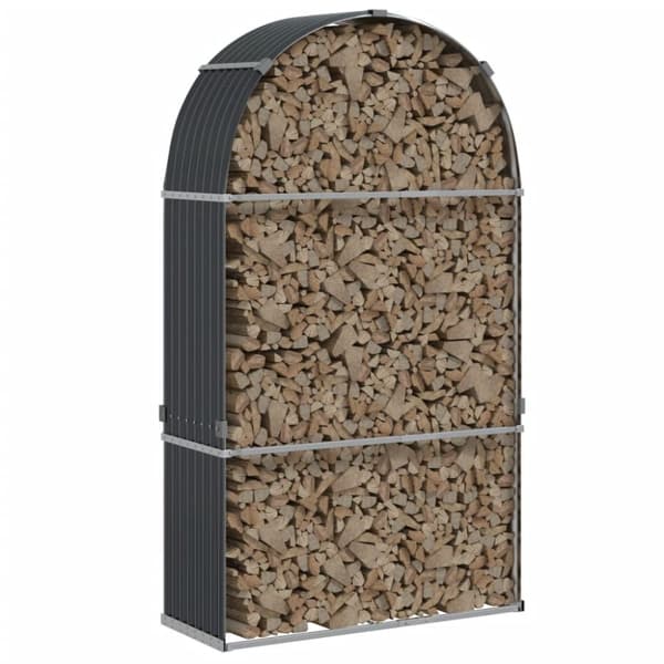 vidaXL Vedställ antracitgrå 120x45x210 cm galvaniserat stål -  Vedställ & vedkorgar