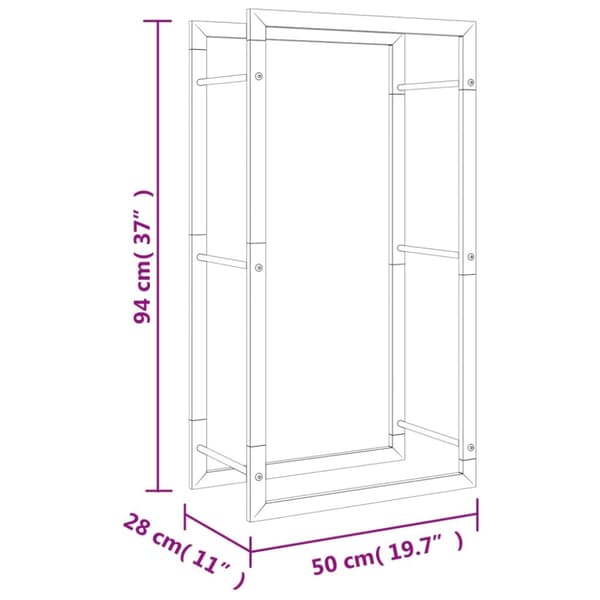 vidaXL brændestativ 50x28x94 cm rustfrit stål -  Brændekurve
