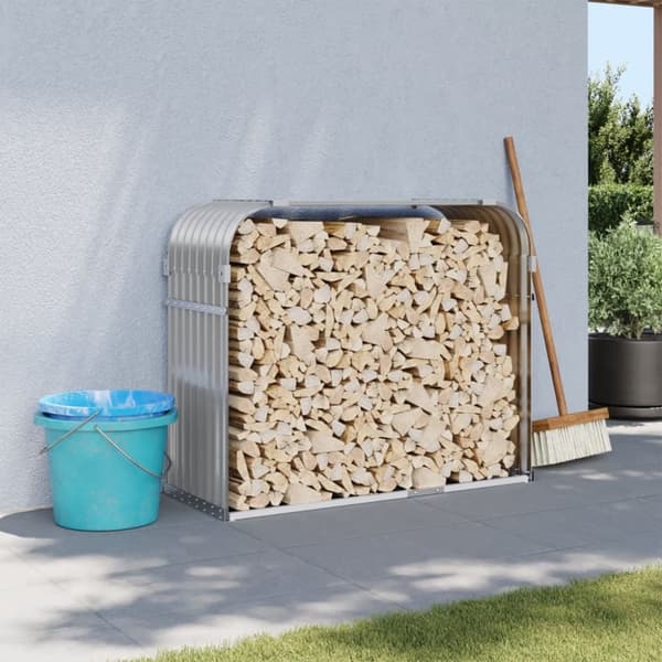 vidaXL brændestativ 120x45x100 cm galvaniseret stål lysegrå -  Brændekurve