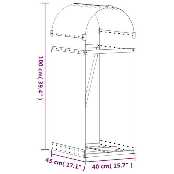vidaXL Polttopuuteline hopea 40x45x100 cm galvanoitu teräs -  Polttopuutelineet & -kärryt