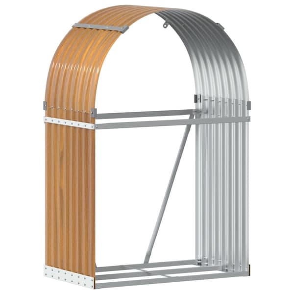 vidaXL Polttopuuteline vaaleanruskea 80x45x120 cm galvanoitu teräs -  Polttopuutelineet & -kärryt