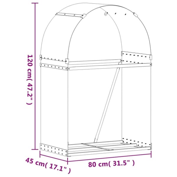 vidaXL Polttopuuteline vaaleanruskea 80x45x120 cm galvanoitu teräs -  Polttopuutelineet & -kärryt