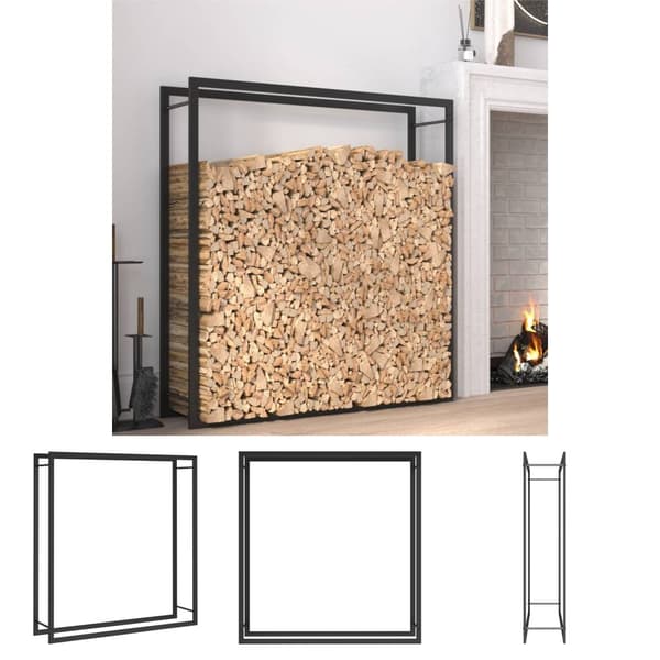 The Living Store Polttopuuteline mattamusta 110x28x116 cm teräs -  Polttopuutelineet & -kärryt