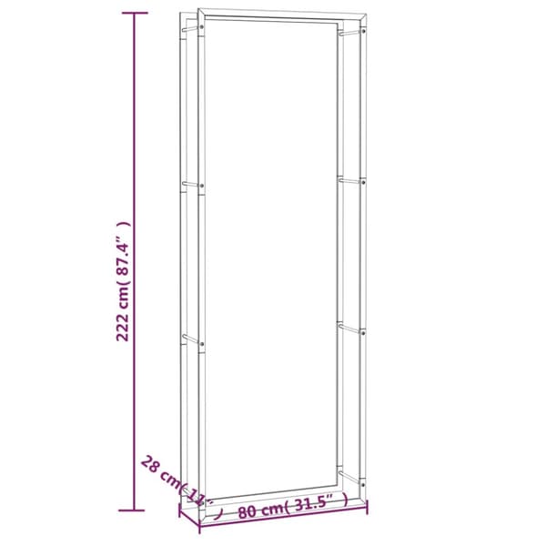 The Living Store brændestativ 80x28x222 cm stål matsort -  Brændekurve