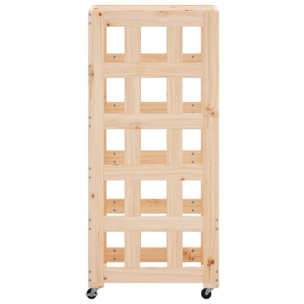 The Living Store Klapiteline pyörillä 40x49x110 cm täysi mänty -  Polttopuutelineet & -kärryt