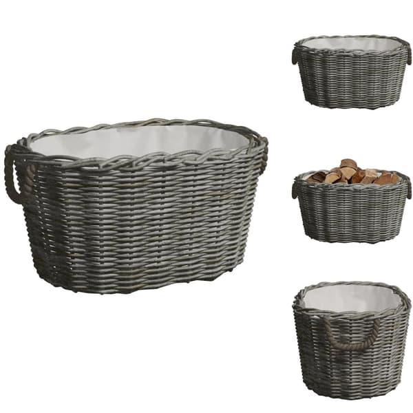 Polttopuutelineet & -kärryt - Living Polttopuukori kantokahvoilla 60x40x28 cm harmaa paju