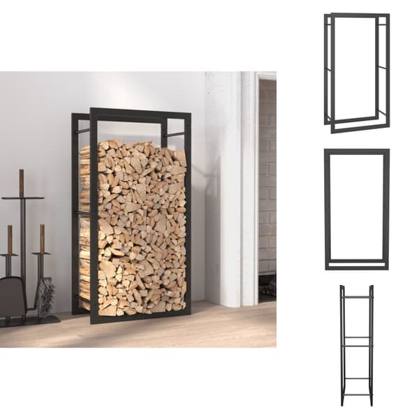 Polttopuutelineet & -kärryt - Living Polttopuuteline mattamusta 50x28x94 cm teräs