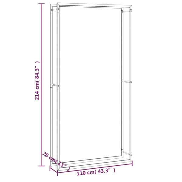 Polttopuutelineet & -kärryt - Living Polttopuuteline mattamusta 110x28x214 cm teräs