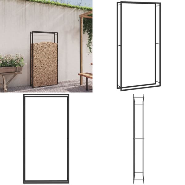 Polttopuuteline mattamusta 110x28x214 cm teräs - Polttopuuteline - Polttopuutelineet - Home & Living