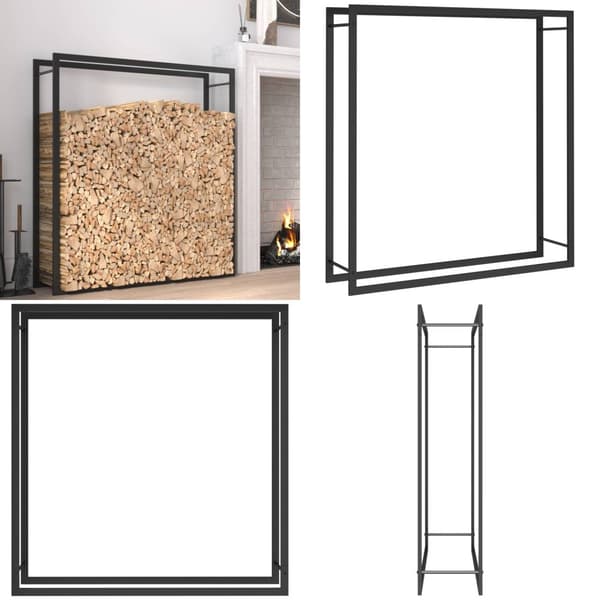 Vedställ matt svart 110x28x116 cm stål - Vedställ - Ved Ställ - Home & Living
