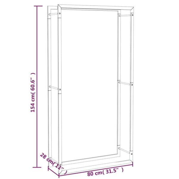 Polttopuuteline mattamusta 80x28x154 cm teräs - Polttopuuteline - Polttopuutelineet - Home & Living