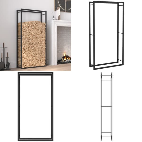 Polttopuuteline mattamusta 80x28x154 cm teräs - Polttopuuteline - Polttopuutelineet - Home & Living