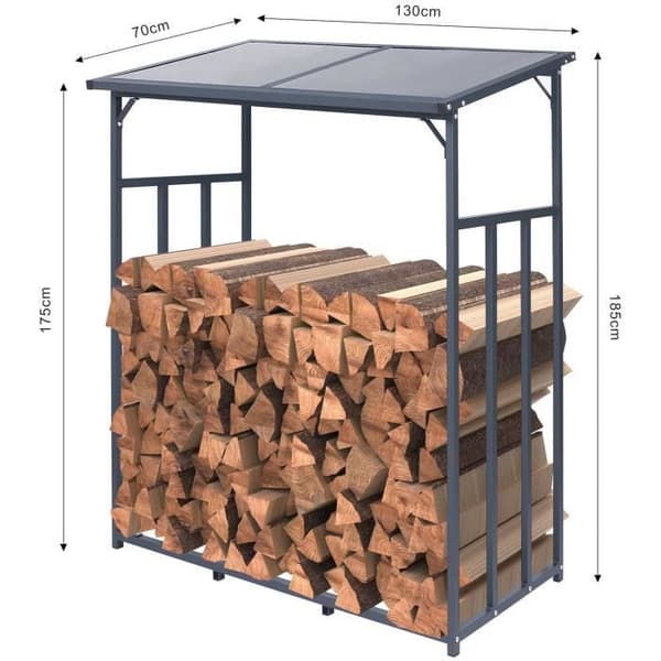 Ruston vedskydd i galvaniserat stål - CLP - Rektangulär - Antracit - 130x185x185cm
