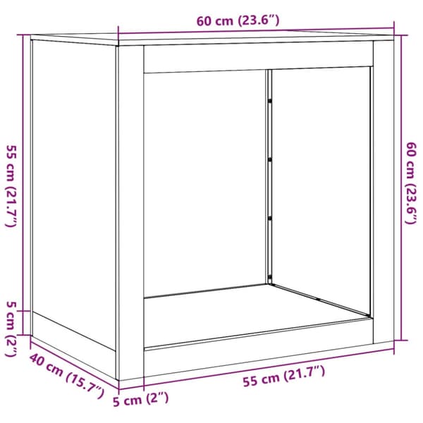 vidaXL Polttopuuteline 60x40x60 cm ruostumaton teräs
