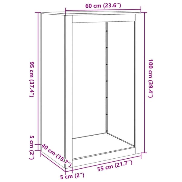 vidaXL Vedstativ antrasitt 60x40x100 cm stål
