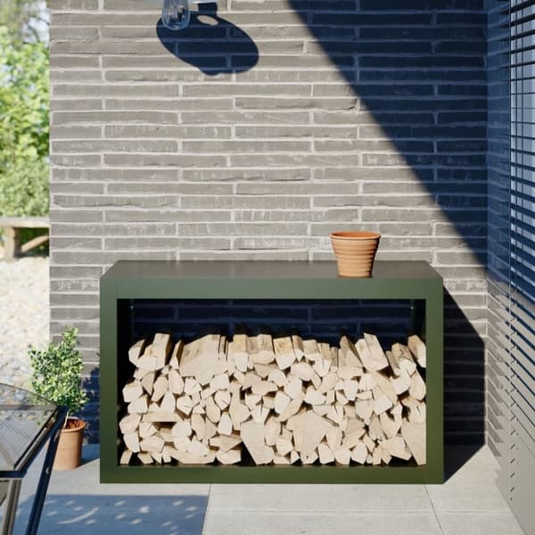 vidaXL Vedstativ grønn 100x40x60 cm stål