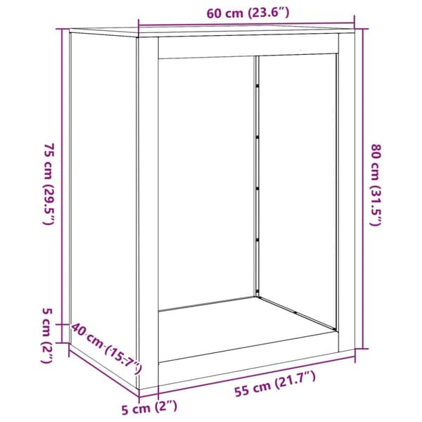 vidaXL Vedstativ 60x40x80 cm galvanisert stål