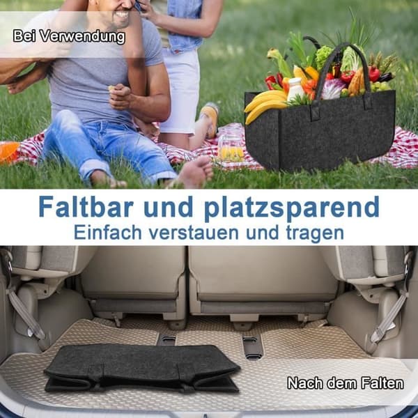 Vedtransportväska - LARS360 - Set om 4 - 30 kg - Filt (Mörkgrå)