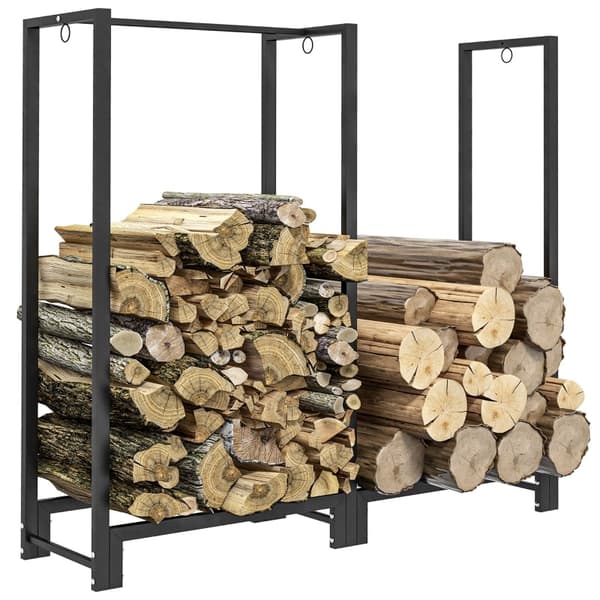 Rootz polttopuuteline - Tukkiteline - Kindling Järjestäjä - Kantavuus 200kg - Jauhemaalattu teräs - 123cm x 32cm x 115cm