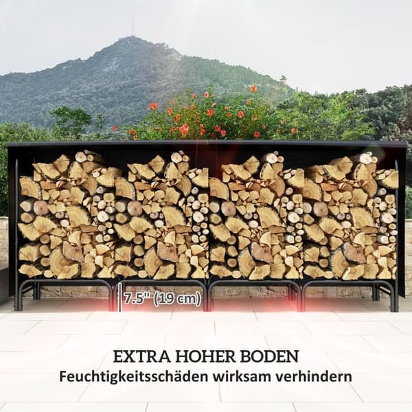 Rootz polttopuuteline - Tukkiteline - Puuvarasto - 0,67 m³ Kapasiteetti - 200 kg Kuorma - Oxford-polyesteripäällinen - 240cm x 36cm x 99cm