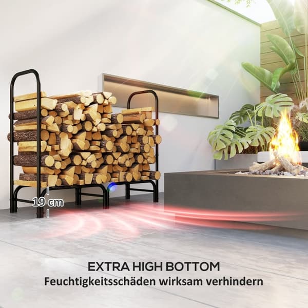 Rootz Brændestativ - Brændeholder - Træopbevaring - 0,33 m³ Kapacitet - 150 kg Belastningskapacitet - Oxford Polyester Cover - 120 cm x 36 cm x 99 cm