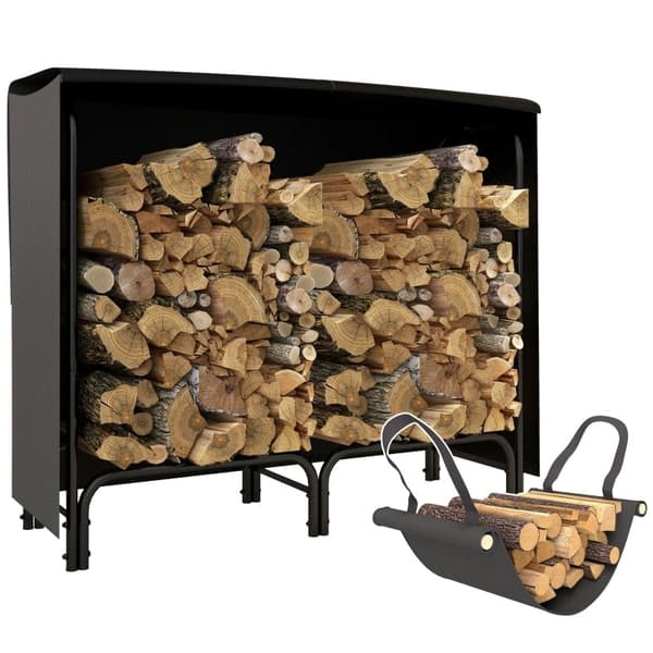 Rootz Brændestativ - Brændeholder - Træopbevaring - 0,33 m³ Kapacitet - 150 kg Belastningskapacitet - Oxford Polyester Cover - 120 cm x 36 cm x 99 cm