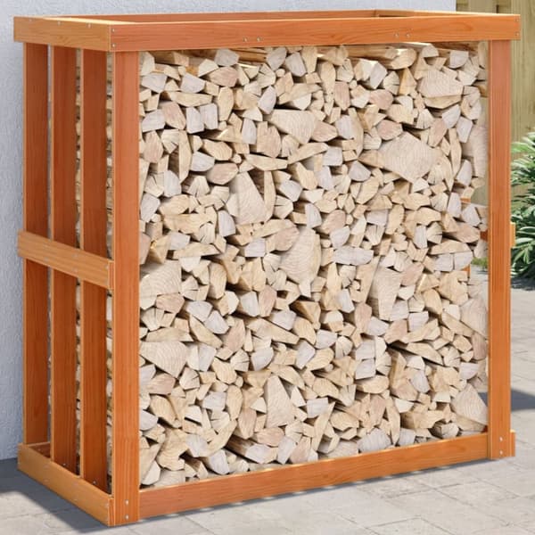 Vedställ vaxbrun 109x52x106 cm massiv furu