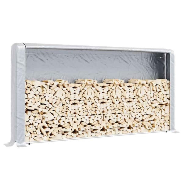 vidaXL Vedstativ med ståltråd 300x25x150 cm galvanisert stål