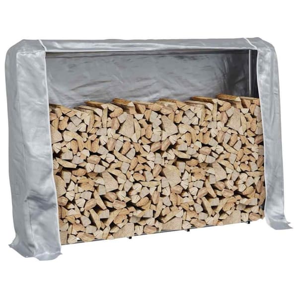 vidaXL Vedstativ med ståltråd 200x25x150 cm galvanisert stål